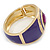 Purple Enamel Crystal Hinged Bangle Bracelet In Gold Plating - 18cm L - view 5