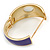 Purple Enamel Crystal Hinged Bangle Bracelet In Gold Plating - 18cm L - view 3