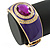 Purple Enamel Crystal Hinged Bangle Bracelet In Gold Plating - 18cm L - view 4