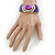Purple Enamel Crystal Hinged Bangle Bracelet In Gold Plating - 18cm L - view 2
