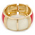 Chunky Cream/ Raspberry Enamel Hinged Bangle Bracelet In Gold Tone - 19cm L - view 6