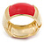 Chunky Cream/ Raspberry Enamel Hinged Bangle Bracelet In Gold Tone - 19cm L - view 7