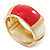 Chunky Cream/ Raspberry Enamel Hinged Bangle Bracelet In Gold Tone - 19cm L - view 8