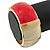 Chunky Cream/ Raspberry Enamel Hinged Bangle Bracelet In Gold Tone - 19cm L - view 5