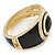 Black Enamel Crystal Hinged Bangle Bracelet In Gold Plating - 18cm L - view 4