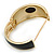Black Enamel Crystal Hinged Bangle Bracelet In Gold Plating - 18cm L - view 3