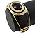 Black Enamel Crystal Hinged Bangle Bracelet In Gold Plating - 18cm L - view 8
