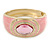 Dusty Pink Enamel Crystal Hinged Bangle Bracelet In Gold Plating - 18cm L - view 7