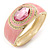 Dusty Pink Enamel Crystal Hinged Bangle Bracelet In Gold Plating - 18cm L