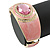 Dusty Pink Enamel Crystal Hinged Bangle Bracelet In Gold Plating - 18cm L - view 5
