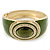 Olive Green Enamel Crystal Hinged Bangle Bracelet In Gold Plating - 18cm L - view 8