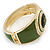 Olive Green Enamel Crystal Hinged Bangle Bracelet In Gold Plating - 18cm L - view 5