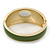 Olive Green Enamel Crystal Hinged Bangle Bracelet In Gold Plating - 18cm L - view 4