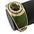Olive Green Enamel Crystal Hinged Bangle Bracelet In Gold Plating - 18cm L - view 7