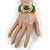 Olive Green Enamel Crystal Hinged Bangle Bracelet In Gold Plating - 18cm L - view 3
