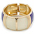 Chunky Cream/ Purple Enamel Hinged Bangle Bracelet In Gold Tone - 19cm L - view 5