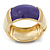 Chunky Cream/ Purple Enamel Hinged Bangle Bracelet In Gold Tone - 19cm L - view 8