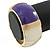 Chunky Cream/ Purple Enamel Hinged Bangle Bracelet In Gold Tone - 19cm L - view 4