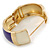 Chunky Cream/ Purple Enamel Hinged Bangle Bracelet In Gold Tone - 19cm L - view 3