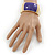 Chunky Cream/ Purple Enamel Hinged Bangle Bracelet In Gold Tone - 19cm L - view 2