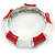 Red/ White Enamel Segmental Hinged Bangle Bracelet In Rhodium Plating - 19cm L - view 6