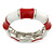 Red/ White Enamel Segmental Hinged Bangle Bracelet In Rhodium Plating - 19cm L - view 7