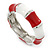 Red/ White Enamel Segmental Hinged Bangle Bracelet In Rhodium Plating - 19cm L - view 8