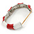 Red/ White Enamel Segmental Hinged Bangle Bracelet In Rhodium Plating - 19cm L - view 3