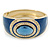 Navy Blue Enamel Crystal Hinged Bangle Bracelet In Gold Plating - 18cm L - view 7