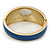 Navy Blue Enamel Crystal Hinged Bangle Bracelet In Gold Plating - 18cm L - view 5
