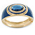 Navy Blue Enamel Crystal Hinged Bangle Bracelet In Gold Plating - 18cm L - view 6