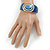 Navy Blue Enamel Crystal Hinged Bangle Bracelet In Gold Plating - 18cm L - view 3