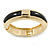 Gold Plated Black Resin Round Hinged Bangle Bracelet - 19cm L - view 7