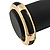 Gold Plated Black Resin Round Hinged Bangle Bracelet - 19cm L - view 5