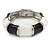 Black/ White Enamel Segmental Hinged Bangle Bracelet In Rhodium Plating - 19cm L - view 6