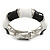 Black/ White Enamel Segmental Hinged Bangle Bracelet In Rhodium Plating - 19cm L - view 7