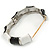 Black/ White Enamel Segmental Hinged Bangle Bracelet In Rhodium Plating - 19cm L - view 4