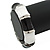 Black/ White Enamel Segmental Hinged Bangle Bracelet In Rhodium Plating - 19cm L - view 2