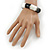 Black/ White Enamel Segmental Hinged Bangle Bracelet In Rhodium Plating - 19cm L - view 3