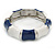 Navy Blue/ White Enamel Segmental Hinged Bangle Bracelet In Rhodium Plating - 19cm L - view 7