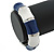 Navy Blue/ White Enamel Segmental Hinged Bangle Bracelet In Rhodium Plating - 19cm L - view 2