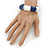 Navy Blue/ White Enamel Segmental Hinged Bangle Bracelet In Rhodium Plating - 19cm L - view 4