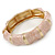 Dusty Pink Enamel Segmental Hinged Bangle Bracelet In Gold Plating - 19cm L - view 7