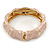 Dusty Pink Enamel Segmental Hinged Bangle Bracelet In Gold Plating - 19cm L - view 5