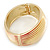 Red Enamel, 'Ruffled' Hinged Bangle Bracelet In Gold Plating - 19cm L - view 6