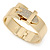 Polished Gold Tone, Clear Crystal 'Belt' Bangle Bracelt - 19cm L