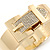 Polished Gold Tone, Clear Crystal 'Belt' Bangle Bracelt - 19cm L - view 4