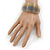 Royal Blue Enamel Ruffled Hinged Bangle Bracelet In Gold Plating - 19cm L - view 2