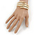 Gold Plated Bar With Silver Glitter Hinged Bangle Bracelet - 18cm L - view 3