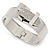 Polished Silver Tone, Clear Crystal 'Belt' Bangle Bracelt - 19cm L - view 9